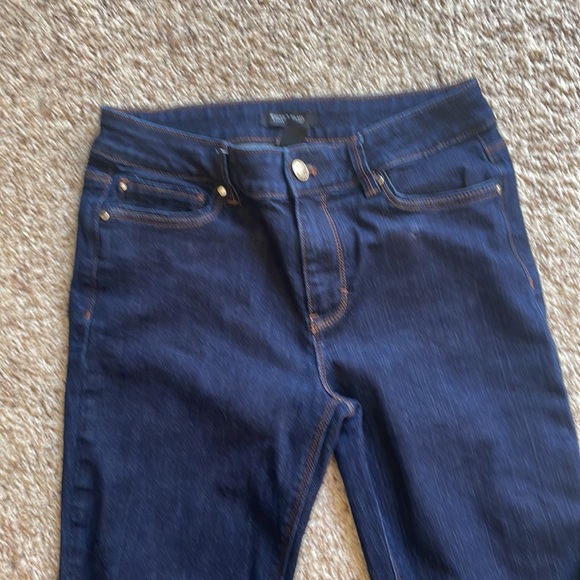 White House Black Market skinny flare four regular dark blue jeans - Picture 3 of 9